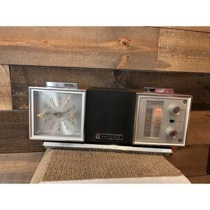 Rare Vtg Panasonic Swivel Alarm‎ Clock Wood Grain Transistor Radio Mid Century